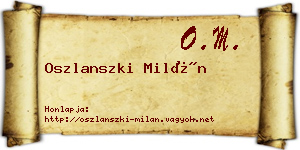 Oszlanszki Milán névjegykártya